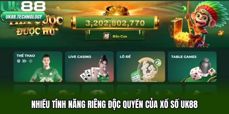 Nhiều tính năng riêng độc quyền của xổ số UK88