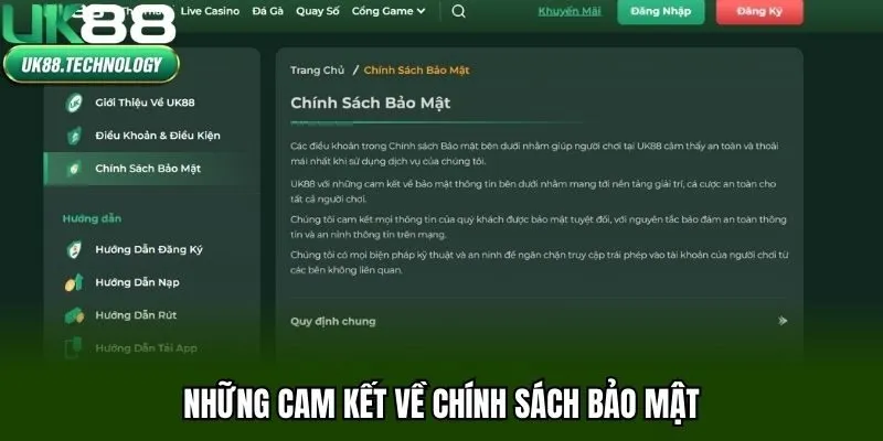 Những cam kết về chính sách bảo mật